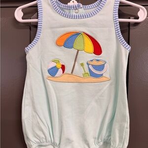 Toddler Light Mint Beach Applique Tank One-Piece